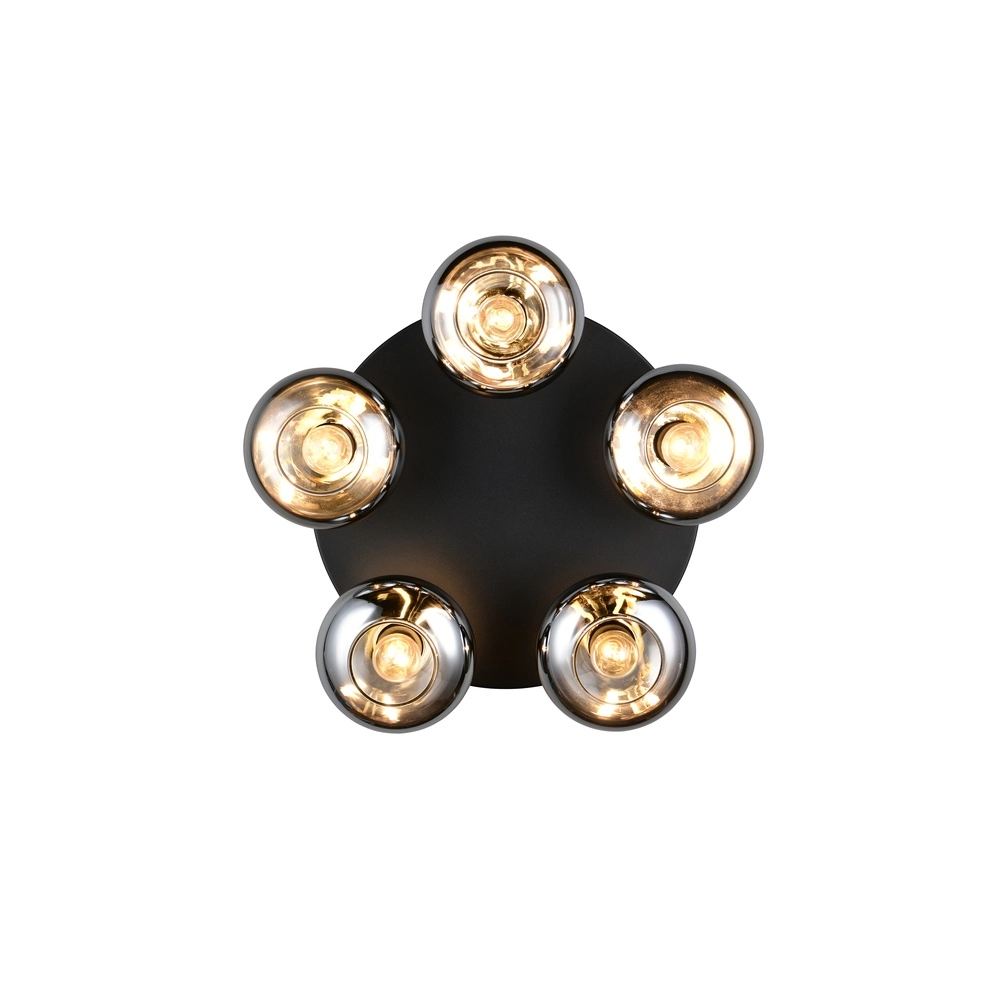 Ceiling lamp Divina 5-light black with smoke glass Trio 4017807667462