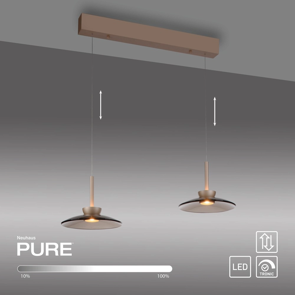 2L dining table pendant lamp Pure Moon Bronce with amber glass Paul Neuhaus 4012248392980