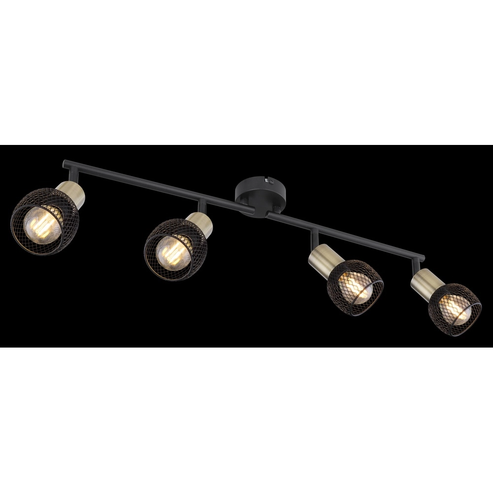 Ceiling lamp Fiastra 4-light black with mesh Globo 9007371418121