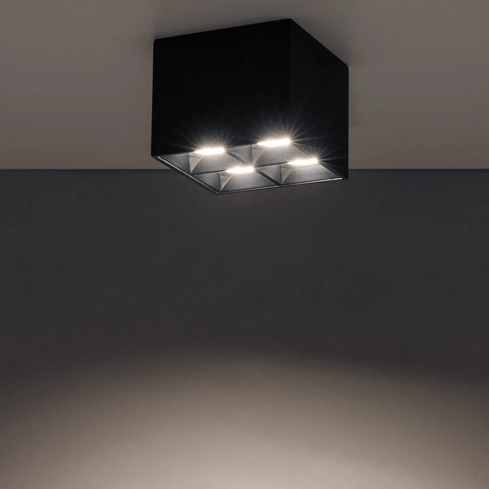 Black surface-mounted spotlight Midi Led 2x2 LEDs - 4000K Lyora 5903139100571