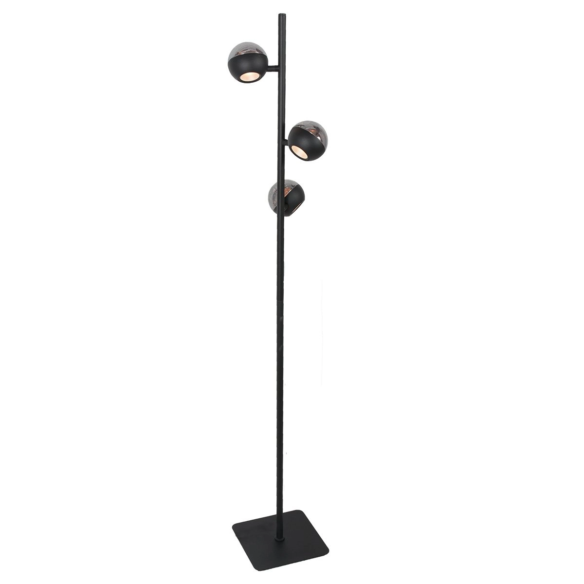 Led floor lamp Belluno 3-light black - glass