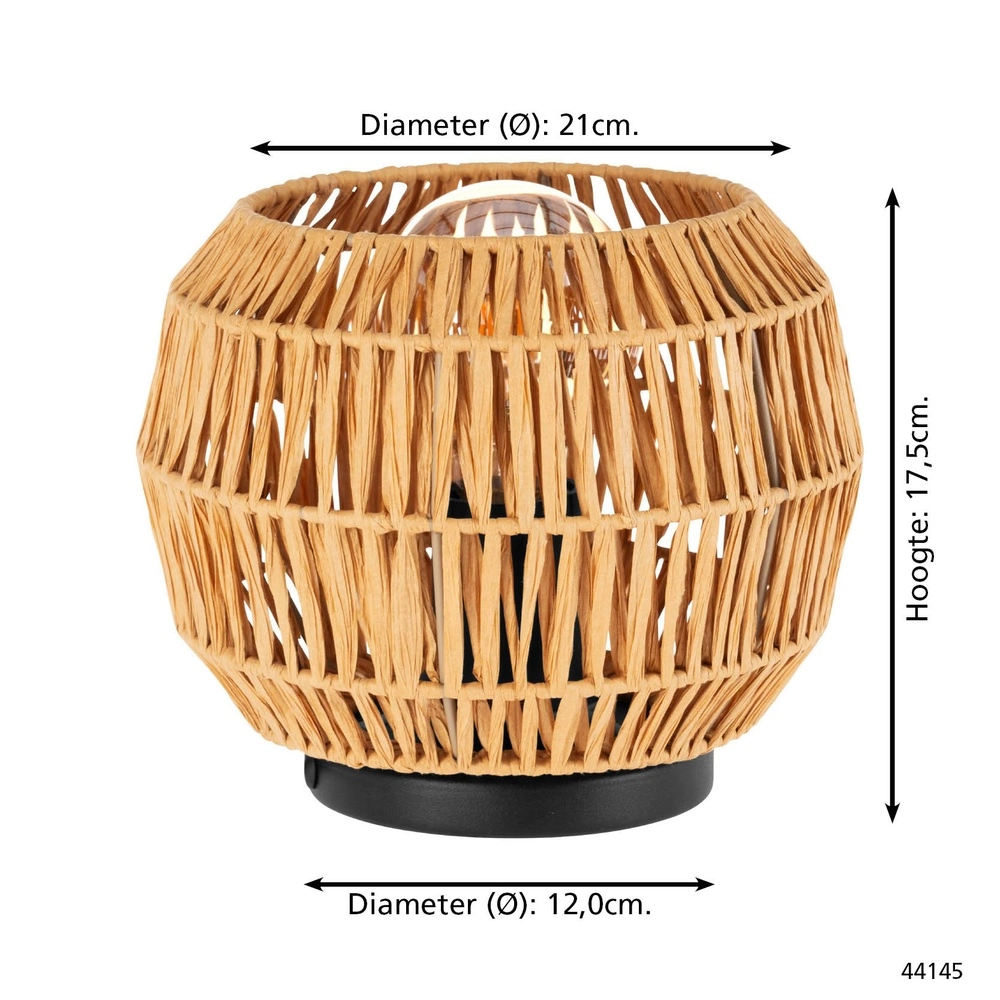 Rattan table lamp Sheldon Ø 21cm Eglo 9008606359806