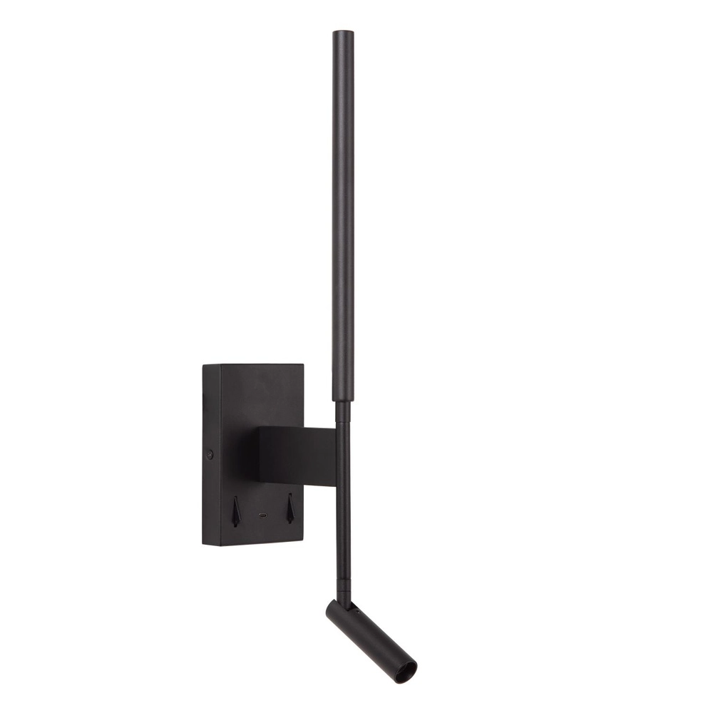 Design wall lamp Finan with reading lamp and USB charging point black Lucide 5411212680020