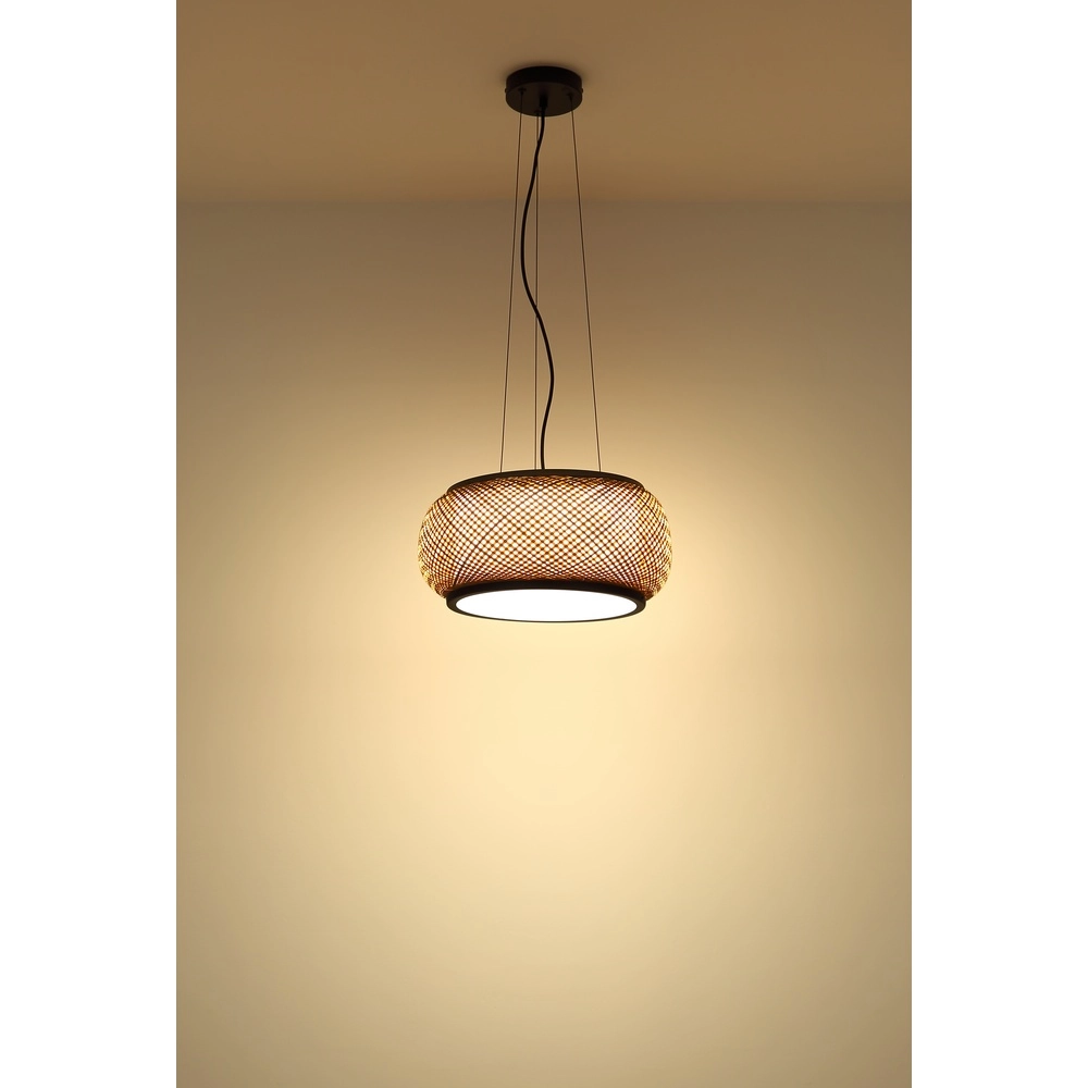 Pendant lamp Bambora black with bamboo Globo 9007371578795
