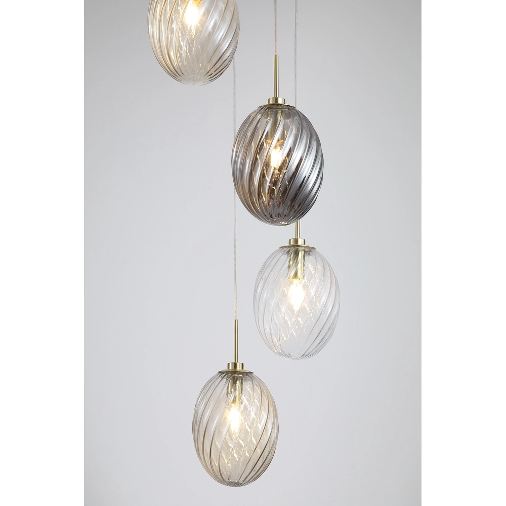 5-light pendant lamp Whirl round colored glass Searchlight 5053423285931