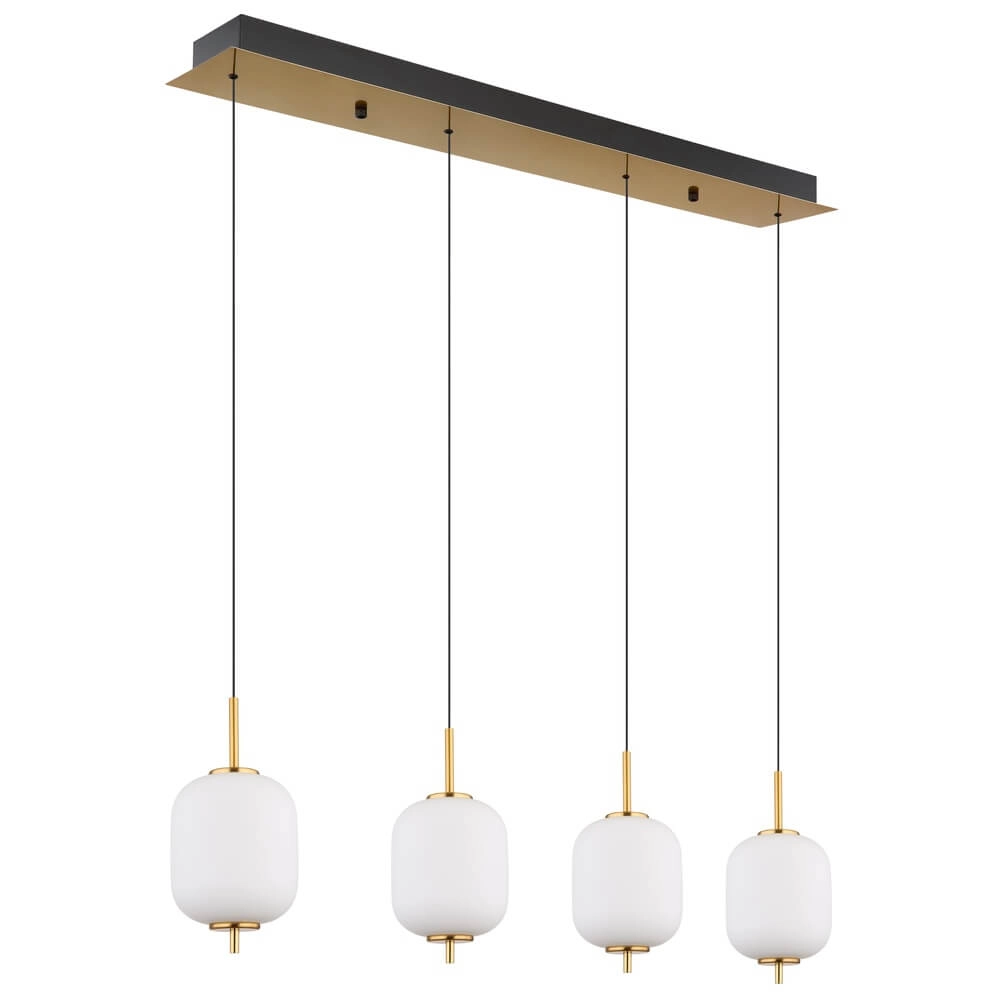 Golden pendant lamp Ewald 4-light white glass Globo 9007371449583