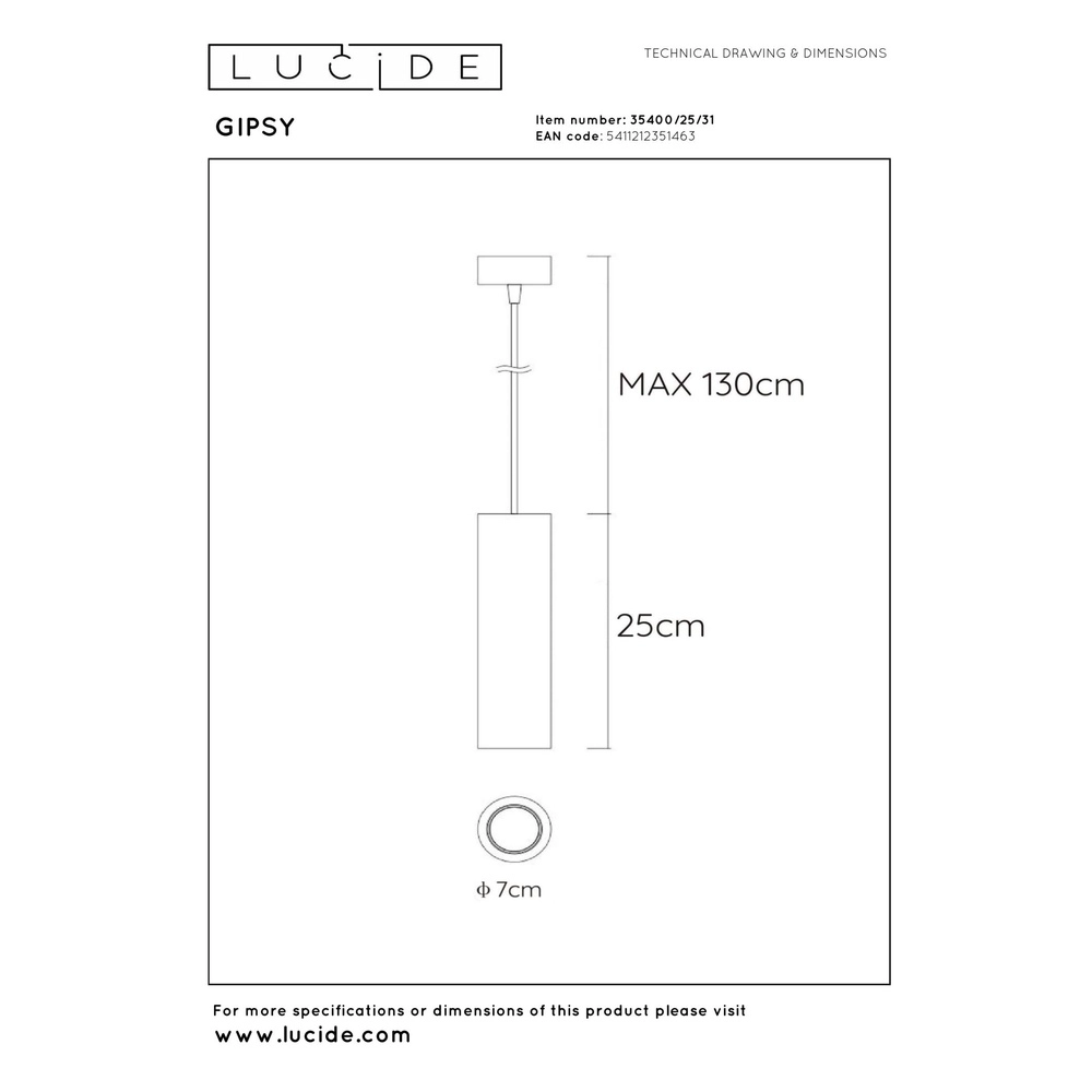Design pendant lamp Gipsy white Lucide 5411212351463