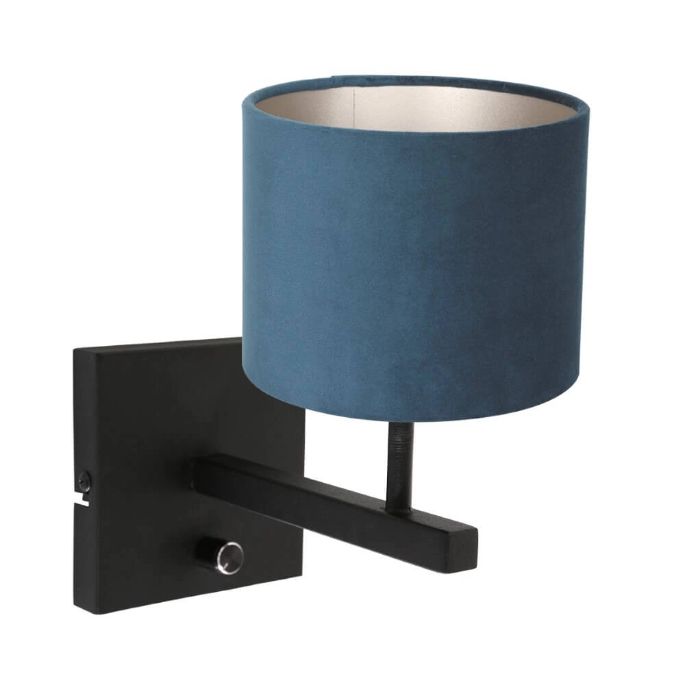 Velvet wall lamp Stang blue with black Steinhauer 8712746147391