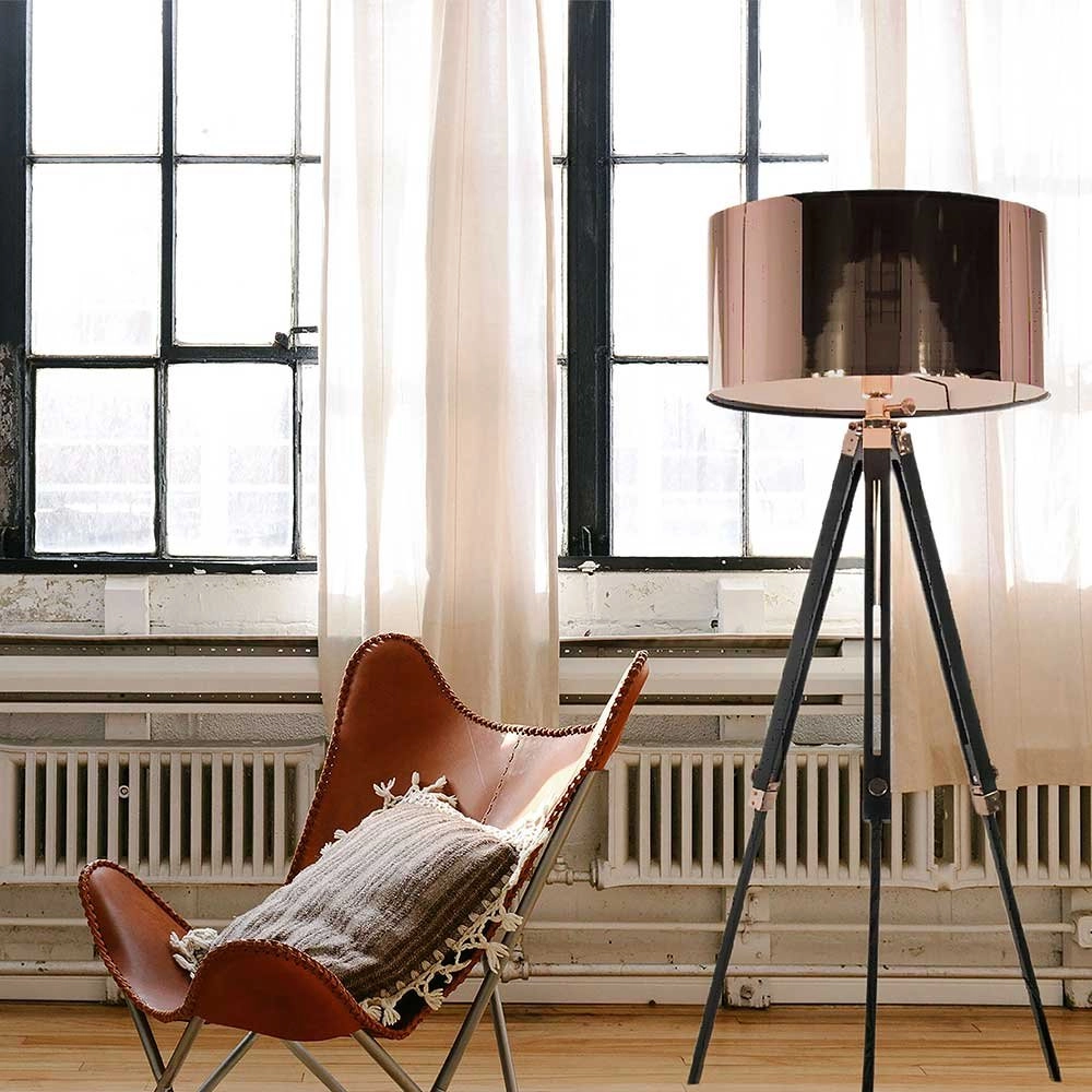 Tripod floor lamp Jewel 150cm black with red copper Artdelight 8719831733040