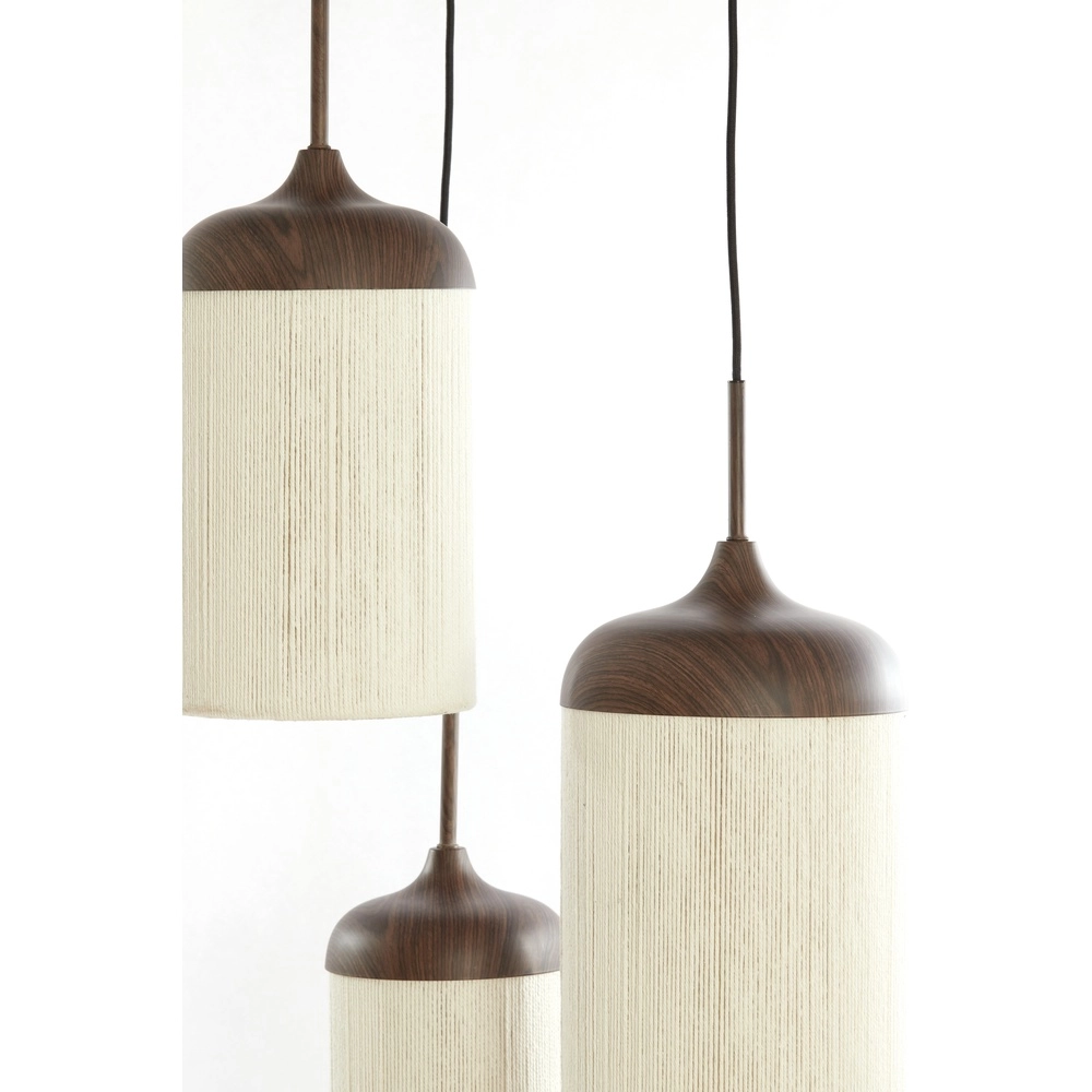 3-light pendant lamp Danialo walnut brown with rope Light & Living 8717807816711