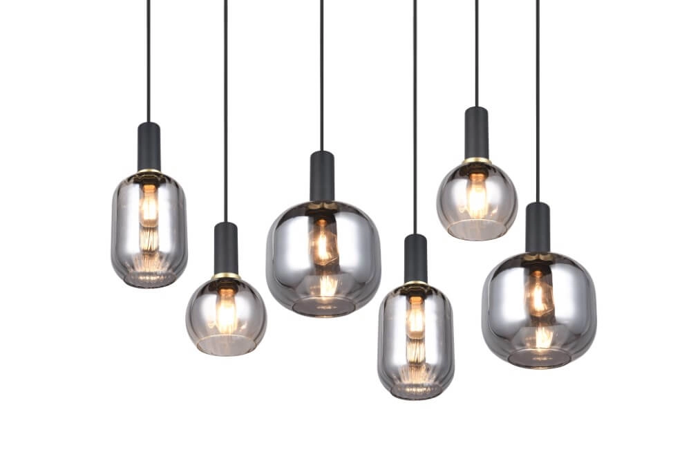 Dining room pendant lamp Diva 6-light - smoke glass Trio 4017807614572