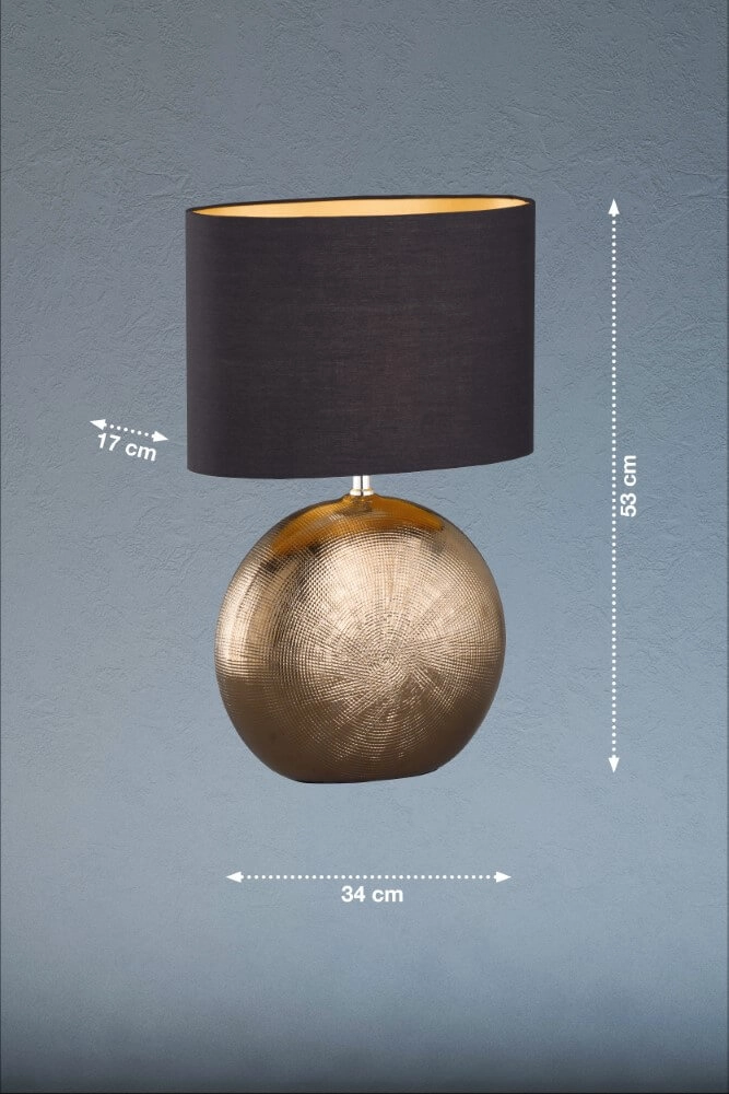 Table lamp gold with black Foro 53cm Fischer & Honsel 4003694505567