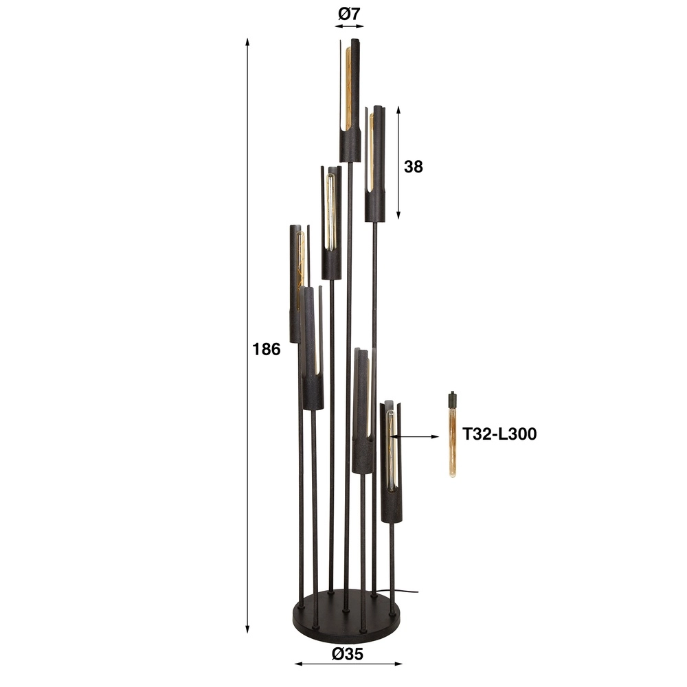 7L floor lamp Tube black - E27 Lyora 8716803511347