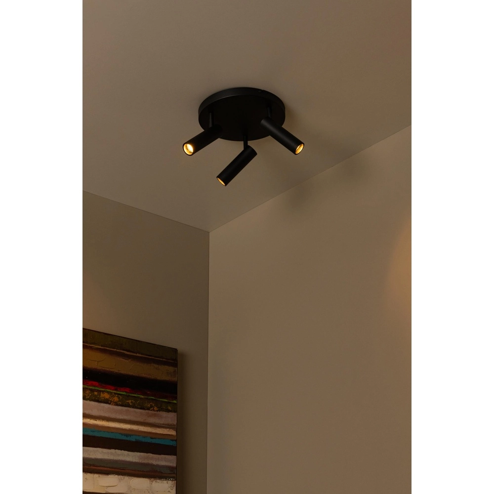 Sleek ceiling lamp Grado 3-light black Lucide 5411212221681