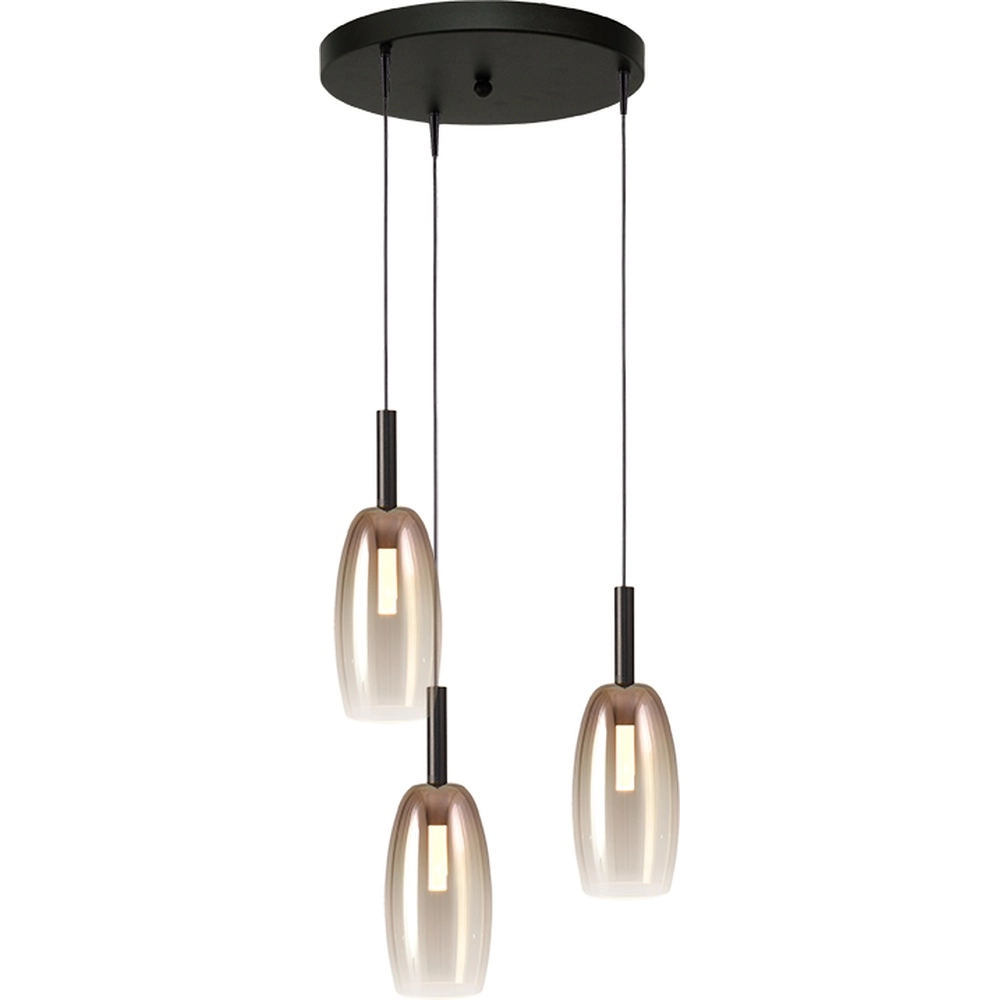 3L vide pendant lamp Lido Olive with Ø 11.5cm gold-fading glass