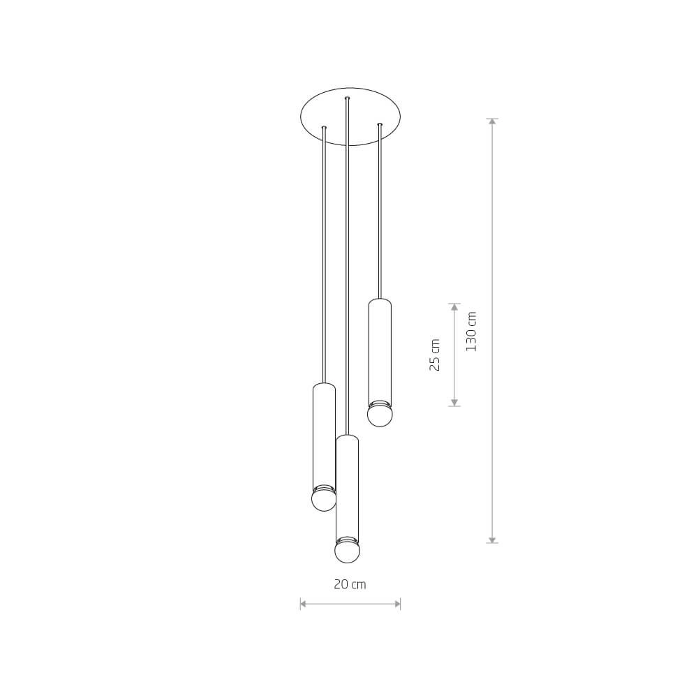 3-light hanging lamp Baton gold Lyora 5903139785594