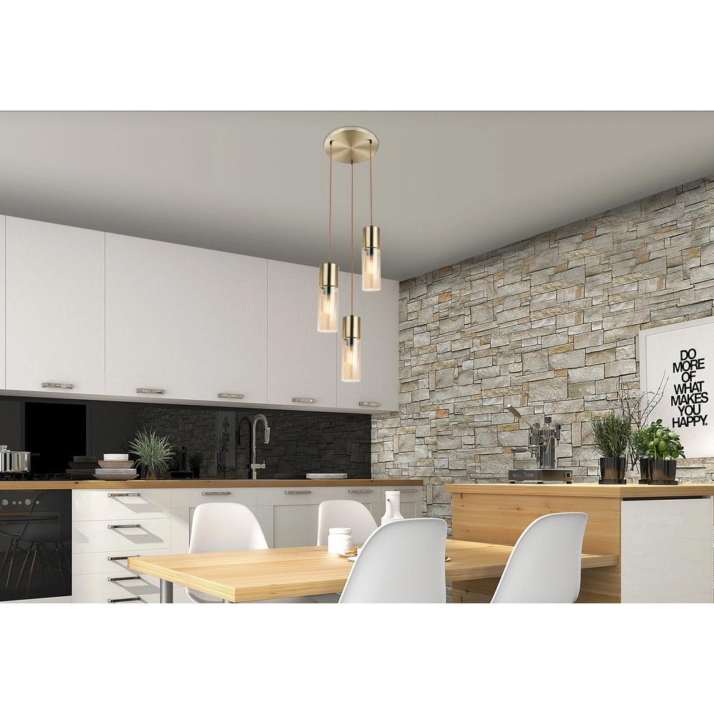 3-light pendant lamp Annika Gold design Globo 9007371409686