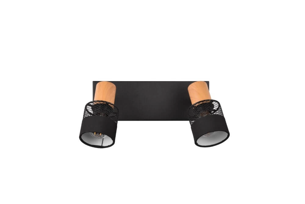 2-light surface-mounted spotlight Nandini black with wood Trio 4017807581102
