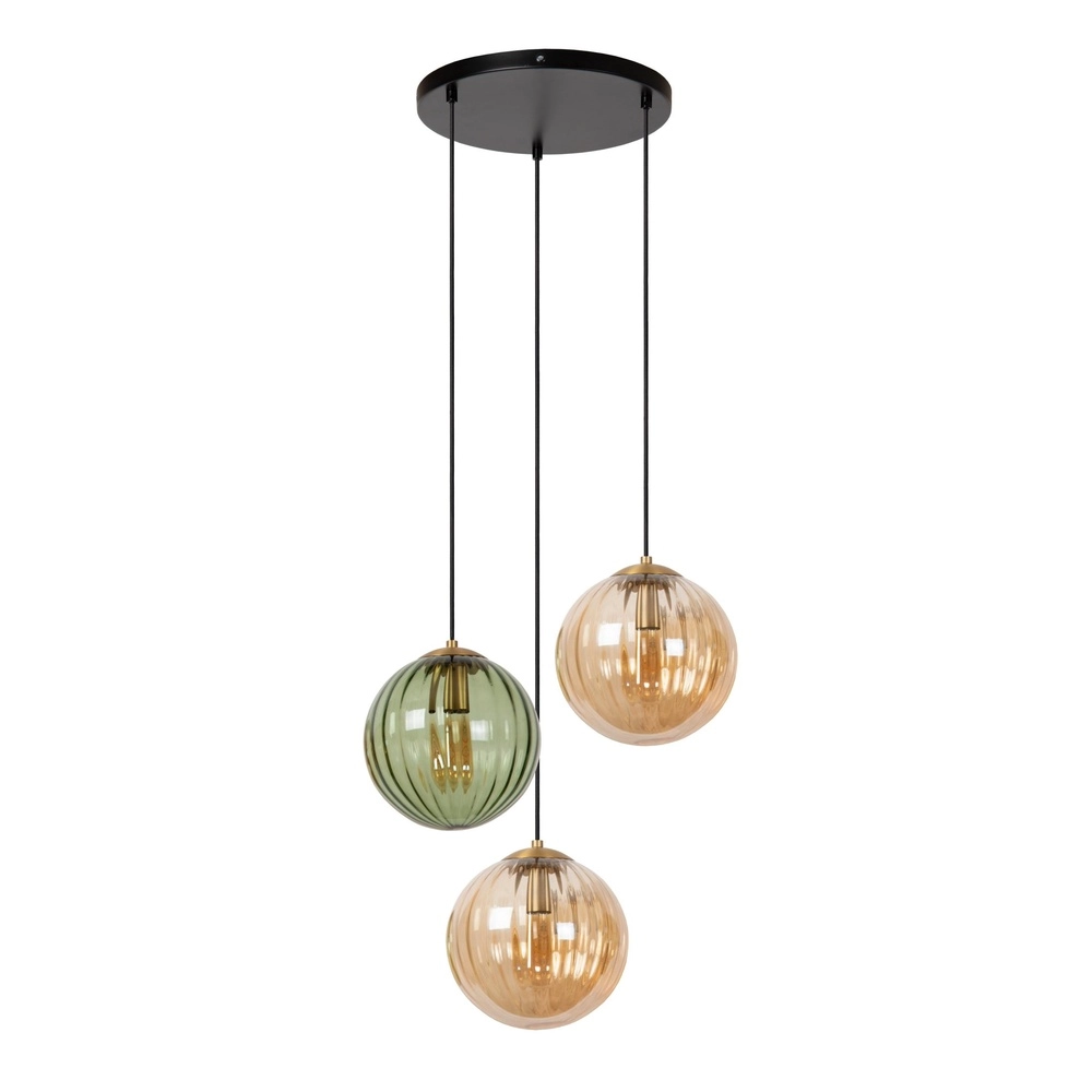 Design pendant lamp Monsaraz Green and amber glass