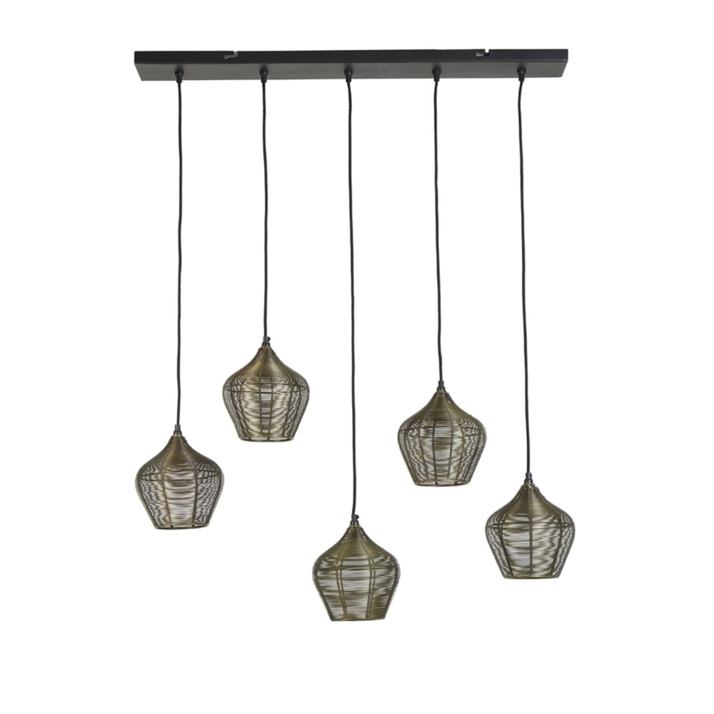Pendant lamp Alvaro 5-light bronze