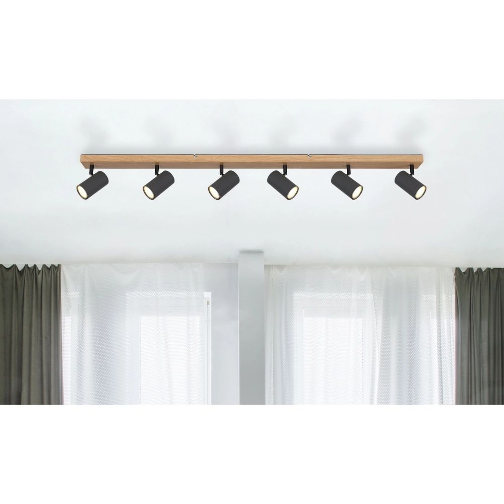 Ceiling lamp 6-lights Robby wood Globo 9007371436590