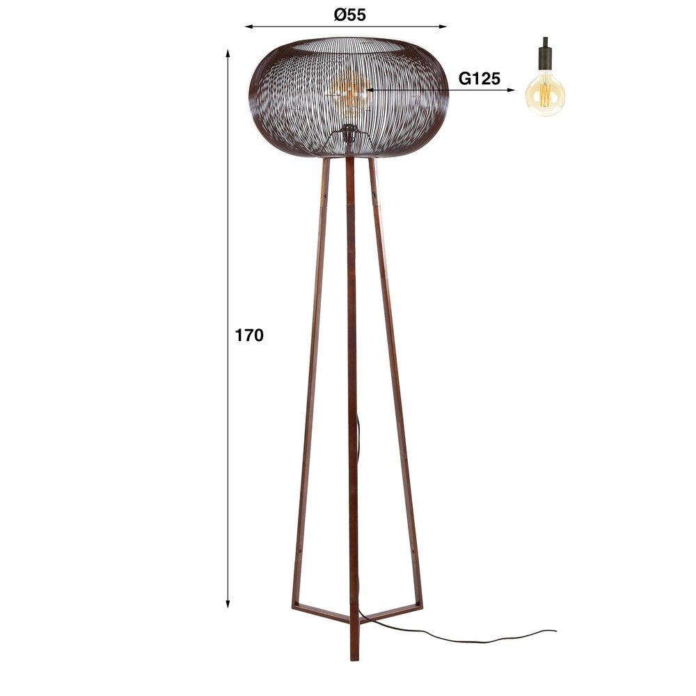 Wire lamp floor lamp Copper Ø 55cm - 1x E27 Lyora 8716803513273