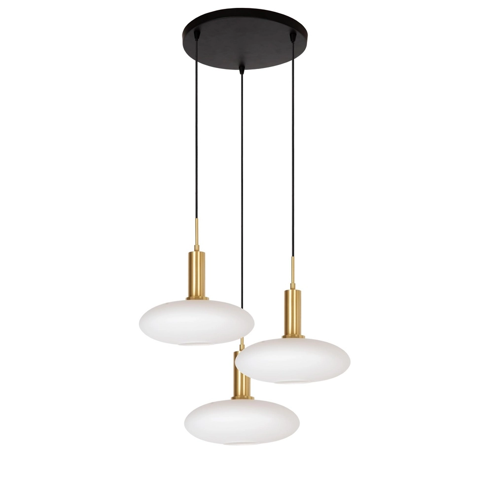 Design pendant lamp Singala 3-light round gold with white