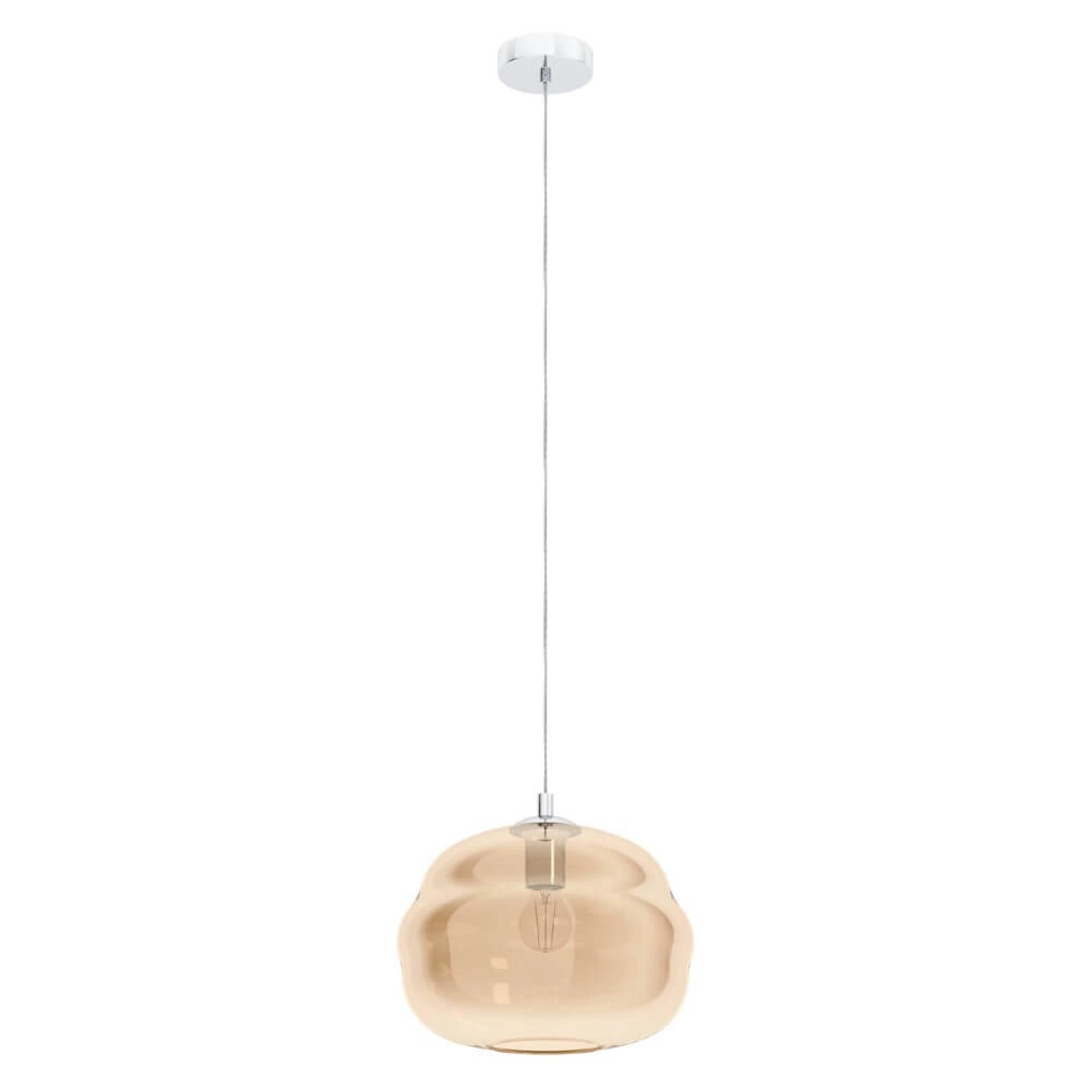 Hanging lamp Dogato chrome with amber glass