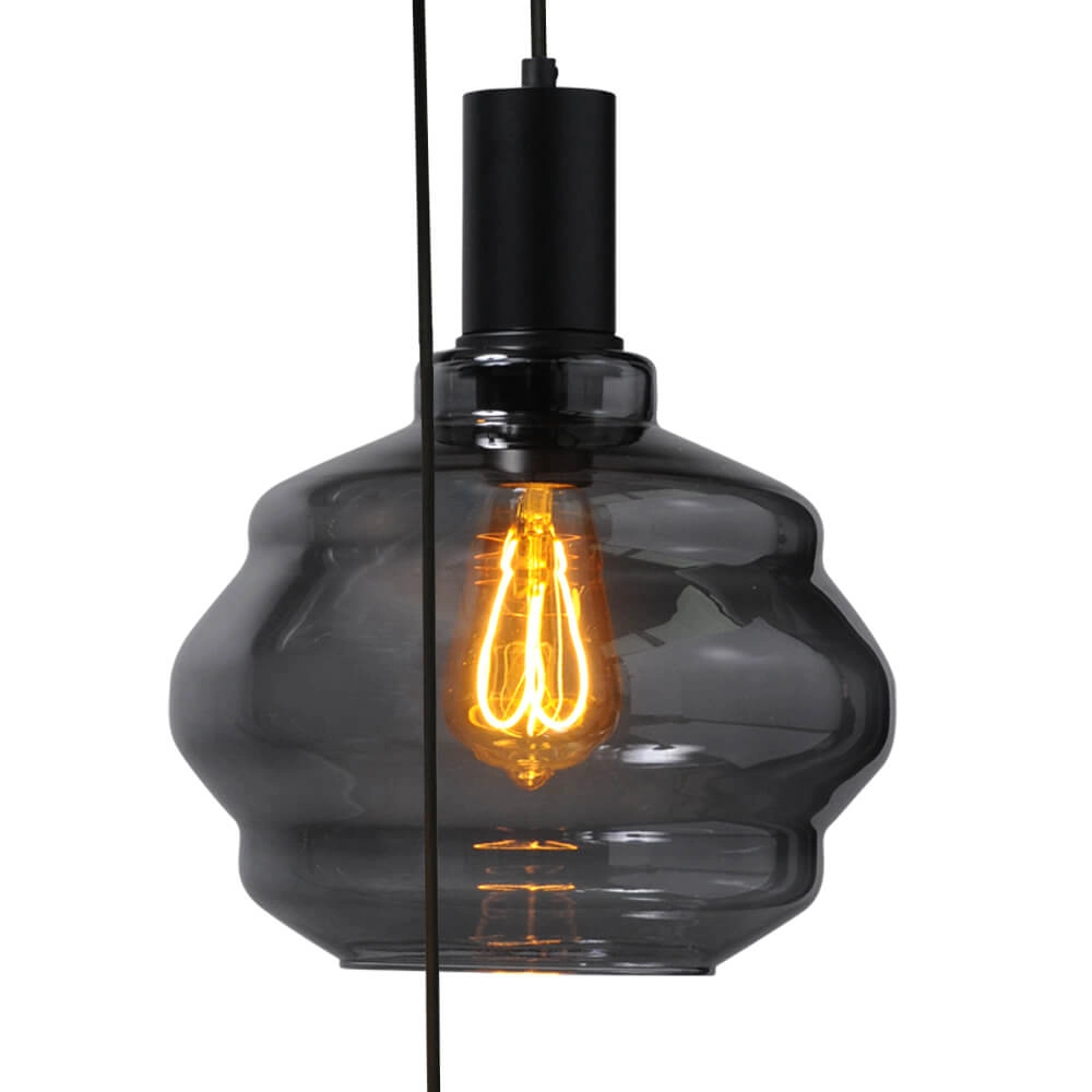 5-light loft hanging lamp - black - Porto with different glasses Masterlight 8718121271248