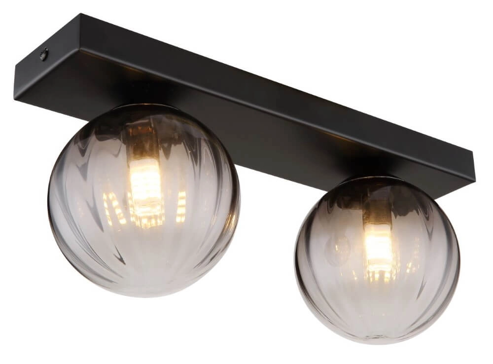 2-light ceiling lamp Dallerta smoke glass