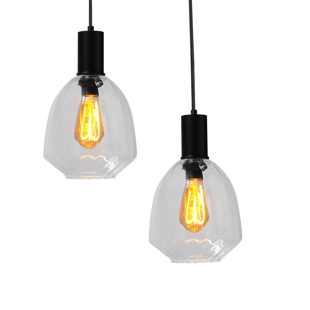 6-light hanging lamp - black - Porto with Nicolette clear lenses Masterlight 8718121270616