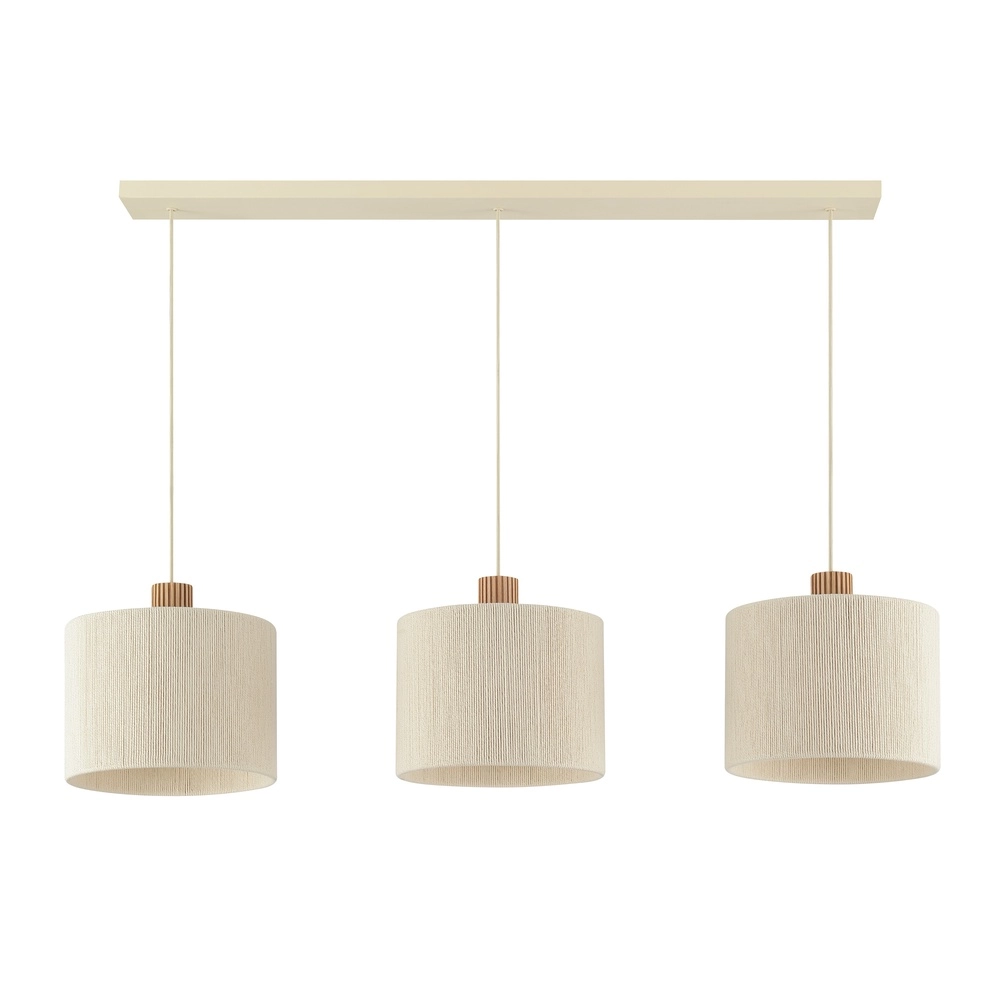 Beige pendant lamp Arlo with wood japandi 3-lights