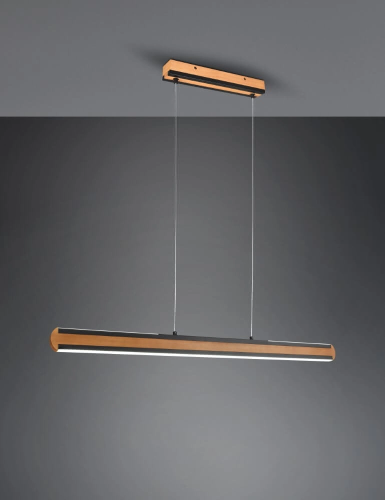 Hanging lamp Deacon wood brown with black Trio 4017807505474