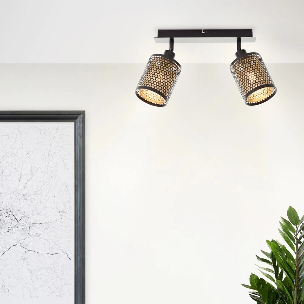 2-light ceiling lamp Cheval black with gold Brilliant 4004353424199