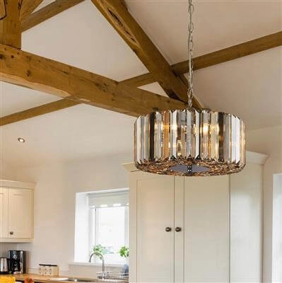 Pendant lamp Chapeau 35cm chrome with crystal glass Searchlight 5053423187815