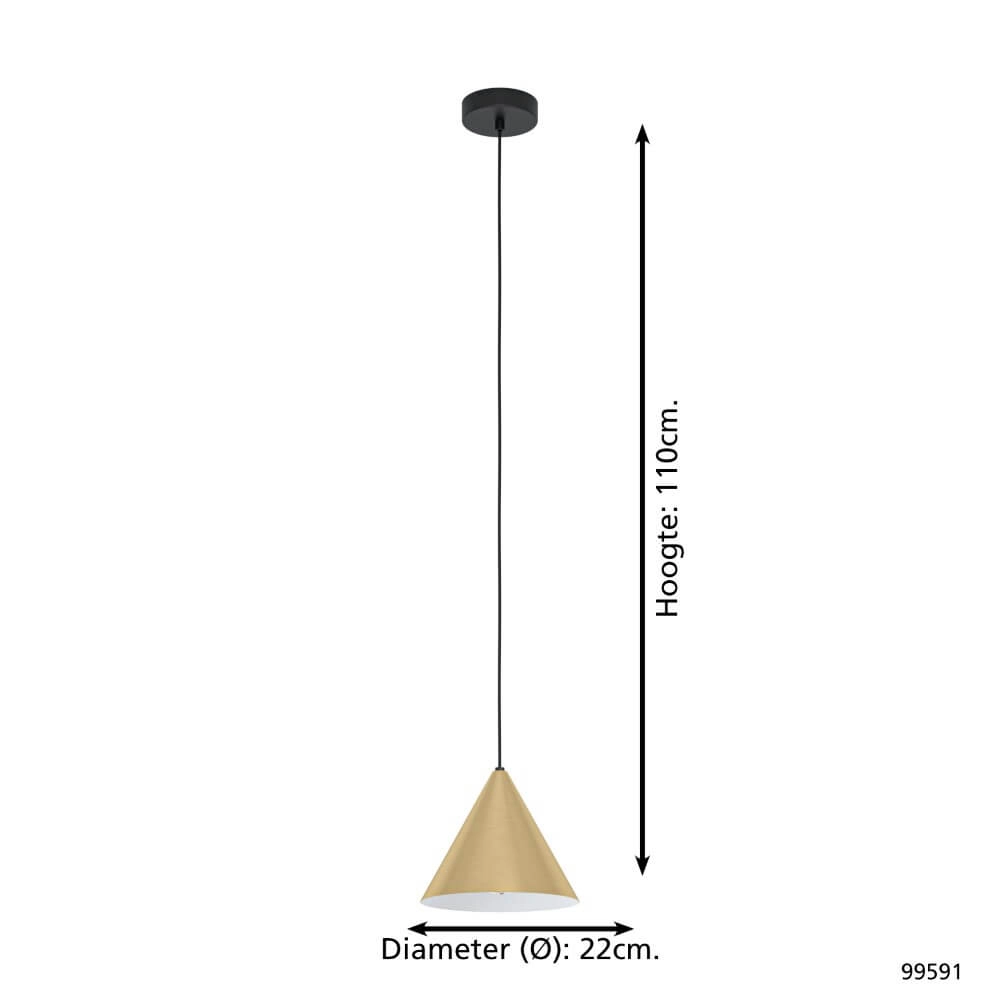 Gold hanging lamp Narices Ø 22cm Eglo 9002759995911