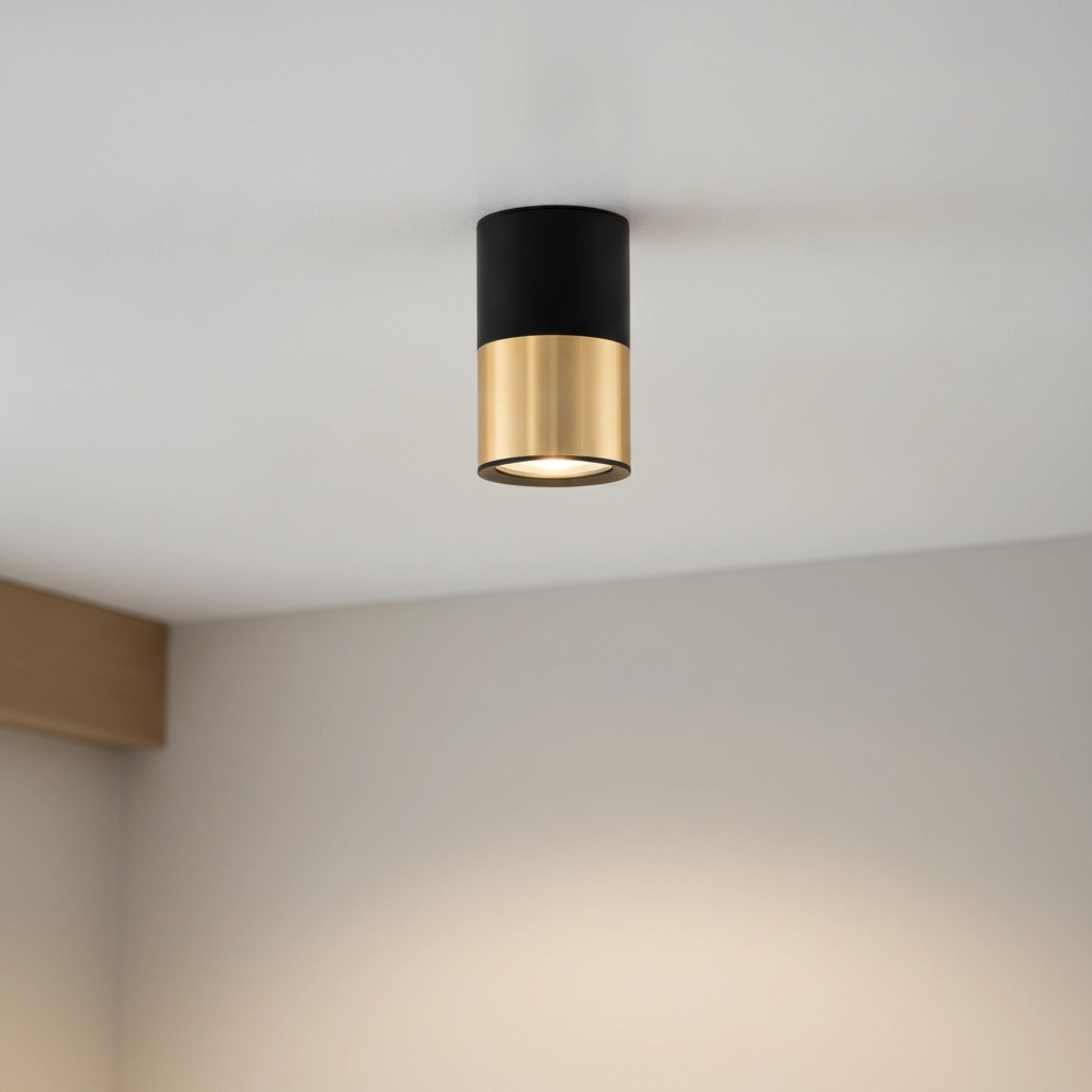 Ceiling spotlight Picto 10cm black with gold