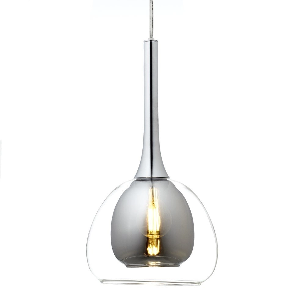 Dining room pendant lamp Hadan chrome with smoke glass Brilliant 4004353360848