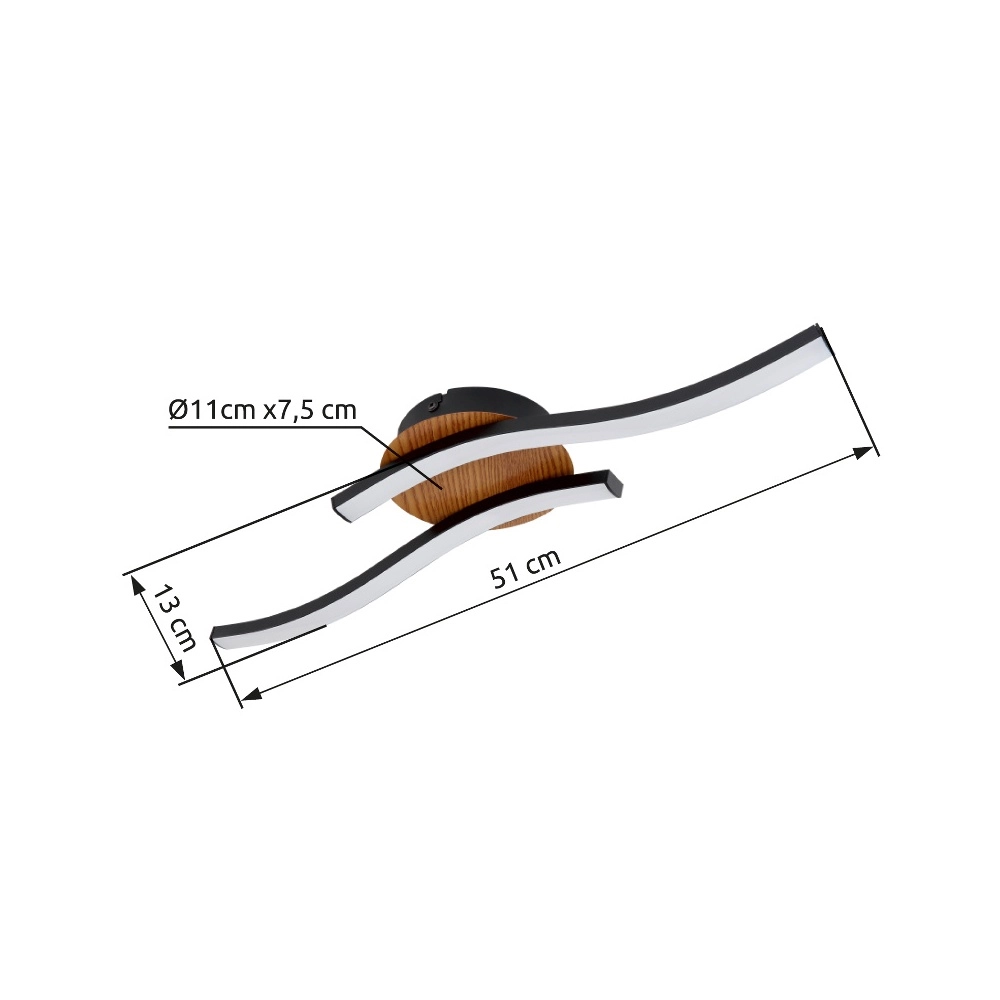 Black ceiling lamp Evita with wood Globo 9007371416172
