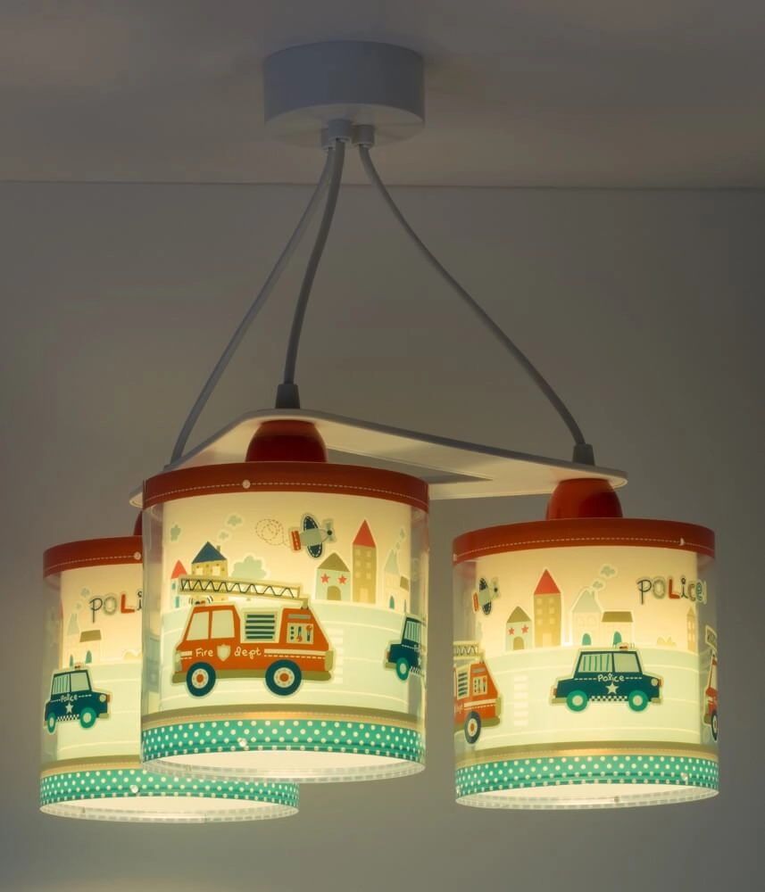 Children's room hanging lamp Police 3-light red with blue Dalber 8420406606149