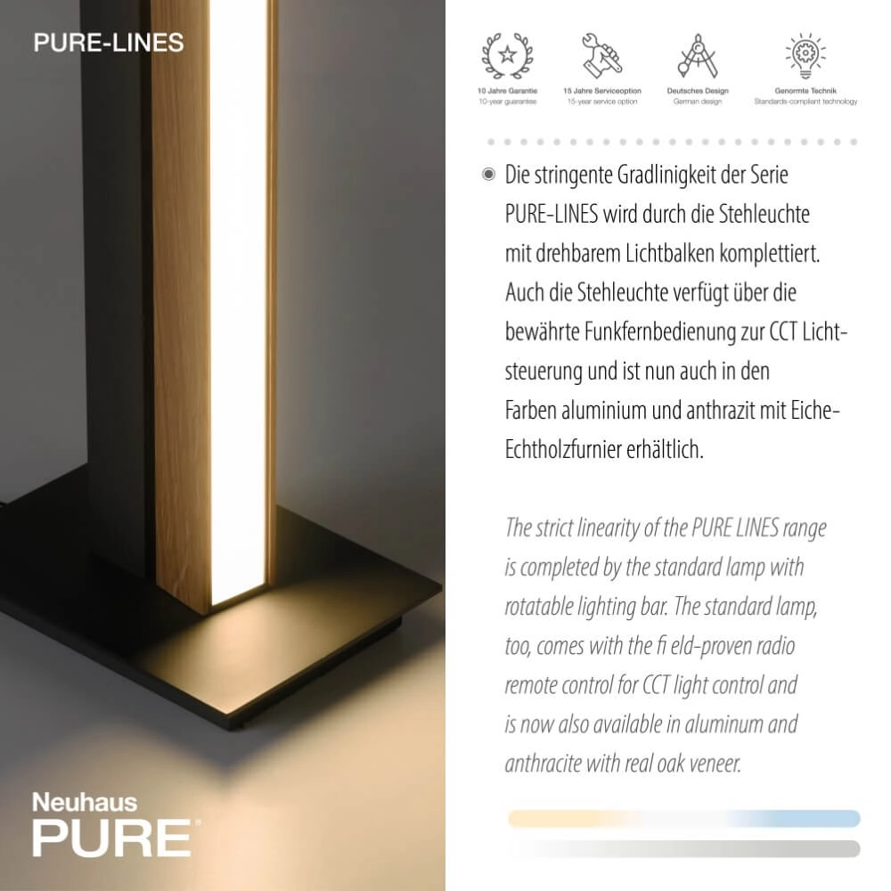 Floor lamp Pure-Lines wood Paul Neuhaus 4012248375754