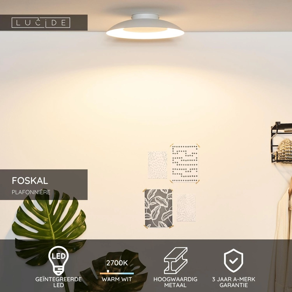Ceiling lamp Foskal Ø 34.5cm white Lucide 5411212791276