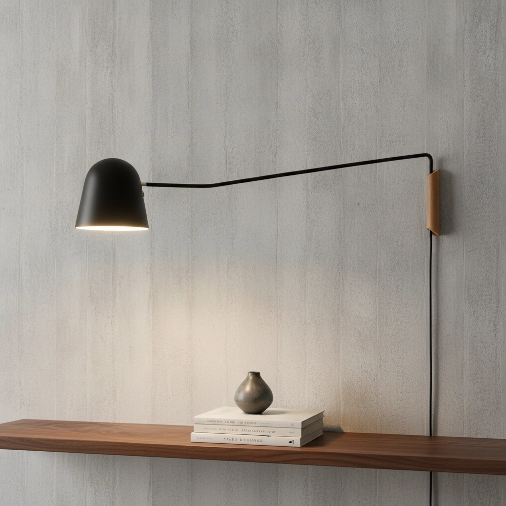 Sleek reading lamp Sensa black with wood