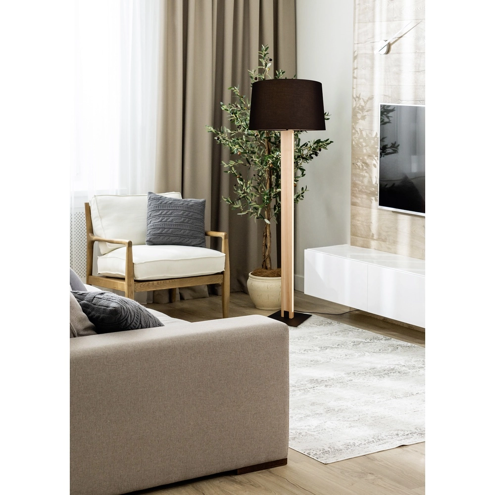 Floor lamp Rahul Design black with wood Trio 4017807600476