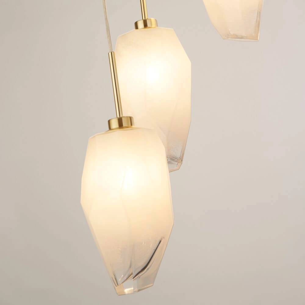 5-light vide pendant lamp Rocky with white glass Searchlight 5053423264233