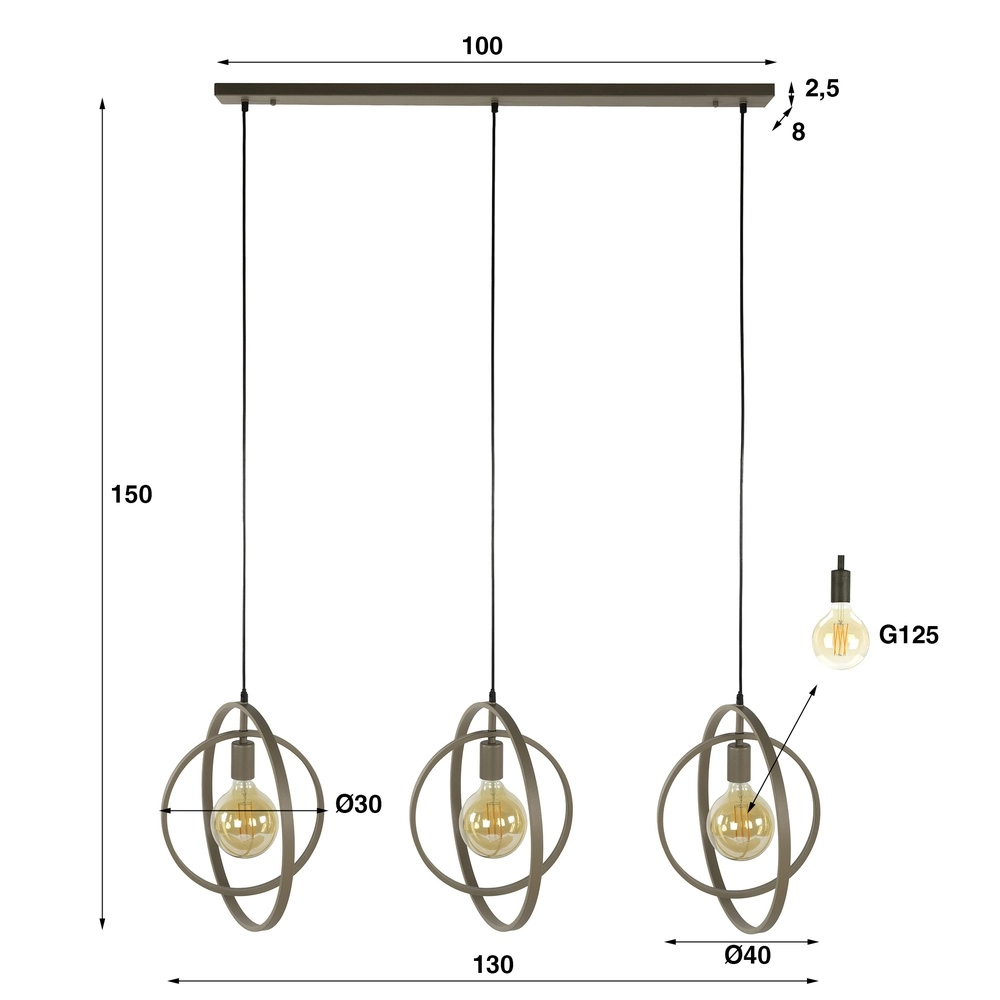Dining table pendant lamp Turn 3L - Ø 40cm - sand Lyora 8716803513150