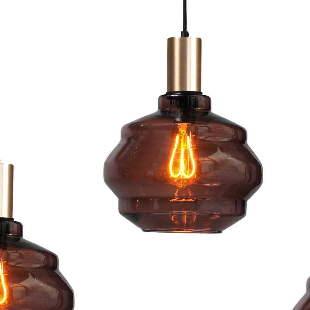 5-light hanging lamp - gold - Porto with Ball red glasses - Ø 24cm Masterlight 8718121270128