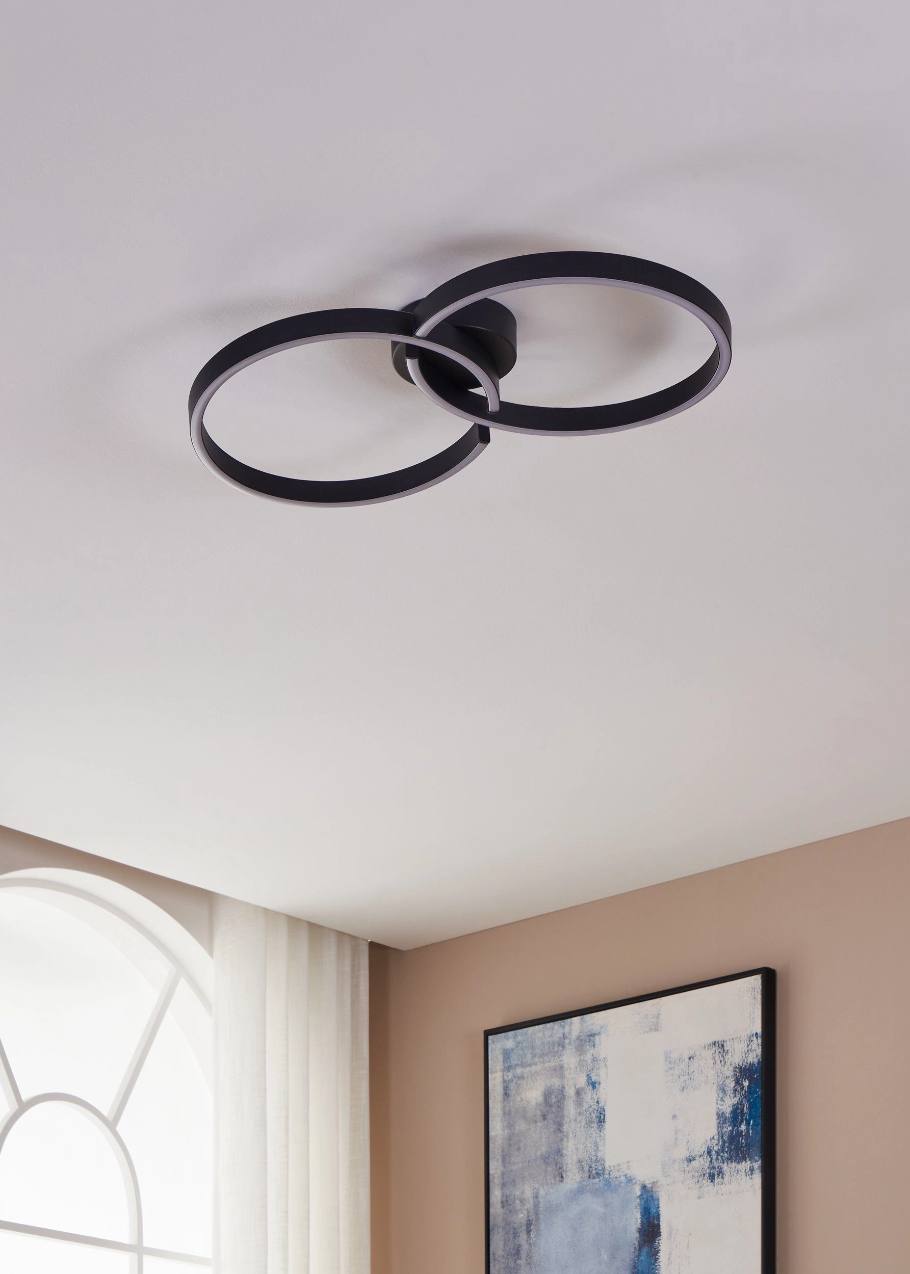 Black LED ceiling light Amandolo 2-rings Eglo 9008606275076