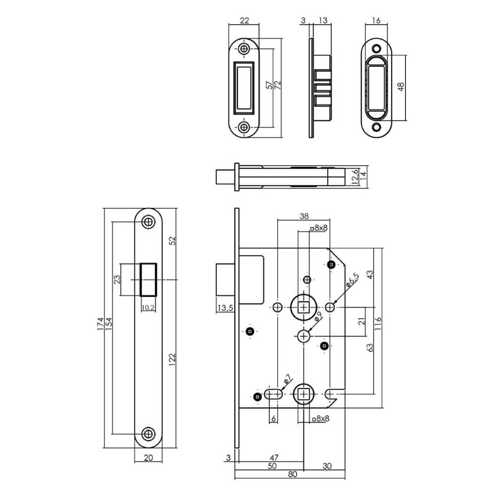 Lock case toilet 63/8 Domus magnet stainless steel rounded Intersteel 8714186463185