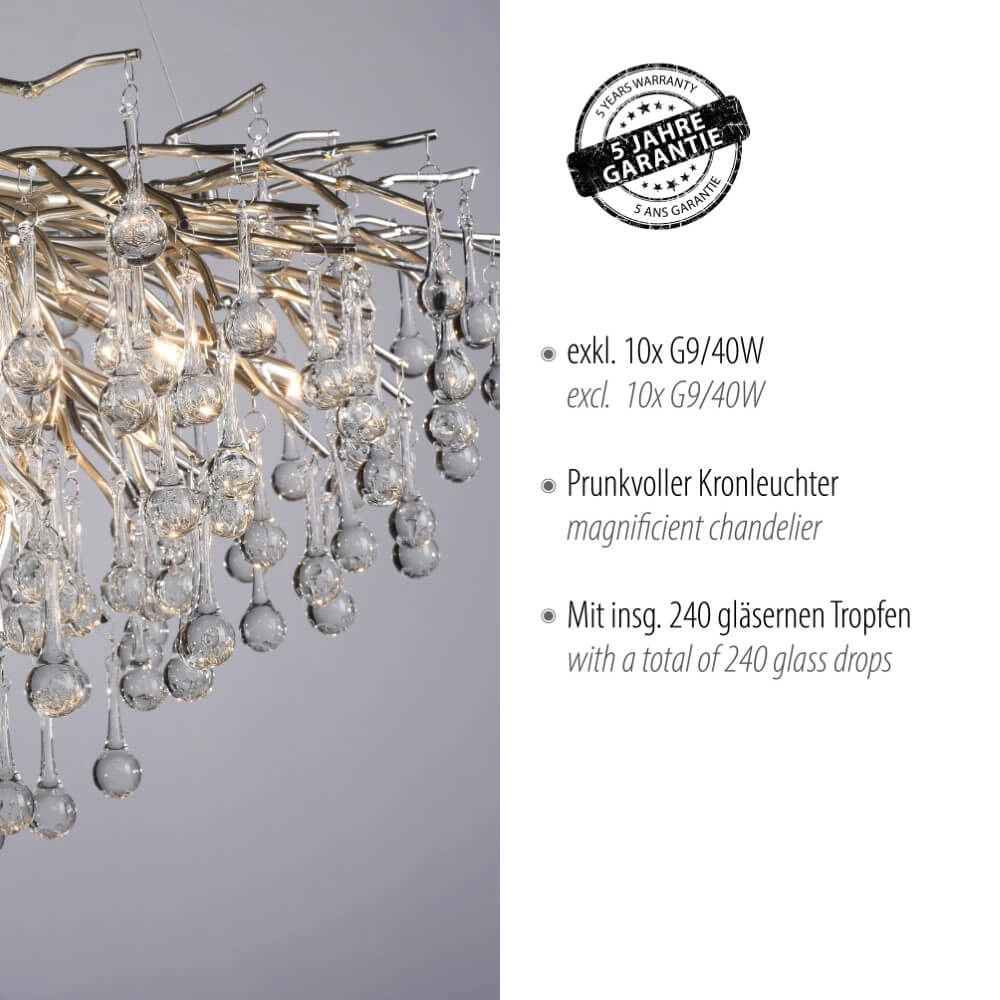 Unique chandelier Icicle metal Paul Neuhaus 4012248352137